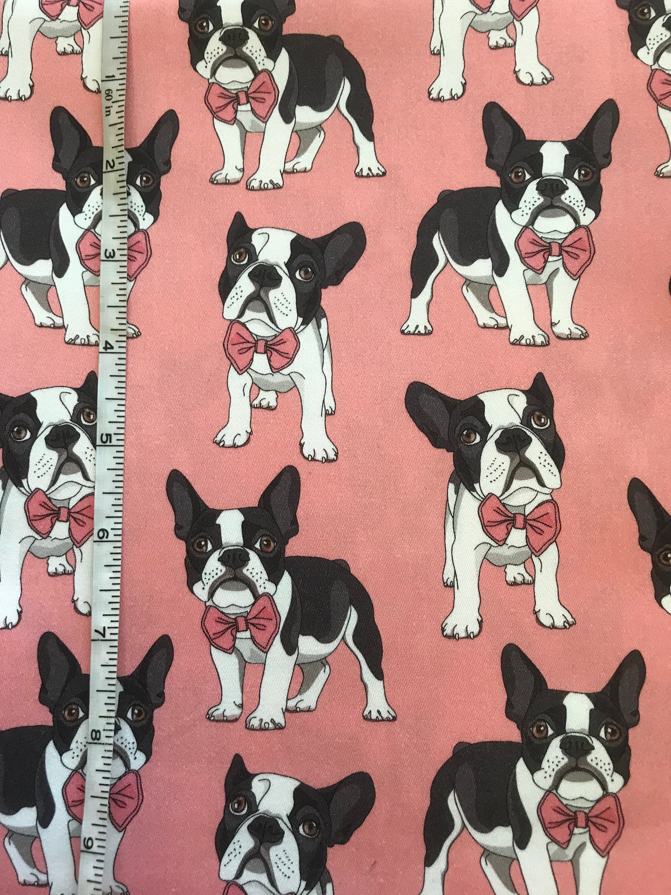 French Bulldog 1 Meter Piece Fabric 61 Wide For Home Decoration With Fabric Shower Curtain Or Valance Caf© Panels