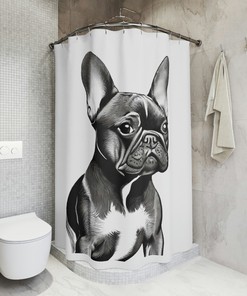 French Bulldog Shower Curtain Art Print Curtain For Cute Dog Lover Bathroom Decor
