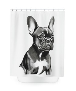 French Bulldog Shower Curtain Art Print Curtain For Cute Dog Lover Bathroom Decor