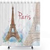 French Paris Eiffel Tower Shower Curtain With Custom Name, City Of Love Bathroom Decor Art Print