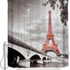 French Paris Eiffel Tower and Vintage Bridge Print Shower Curtain for Bathroom Decor