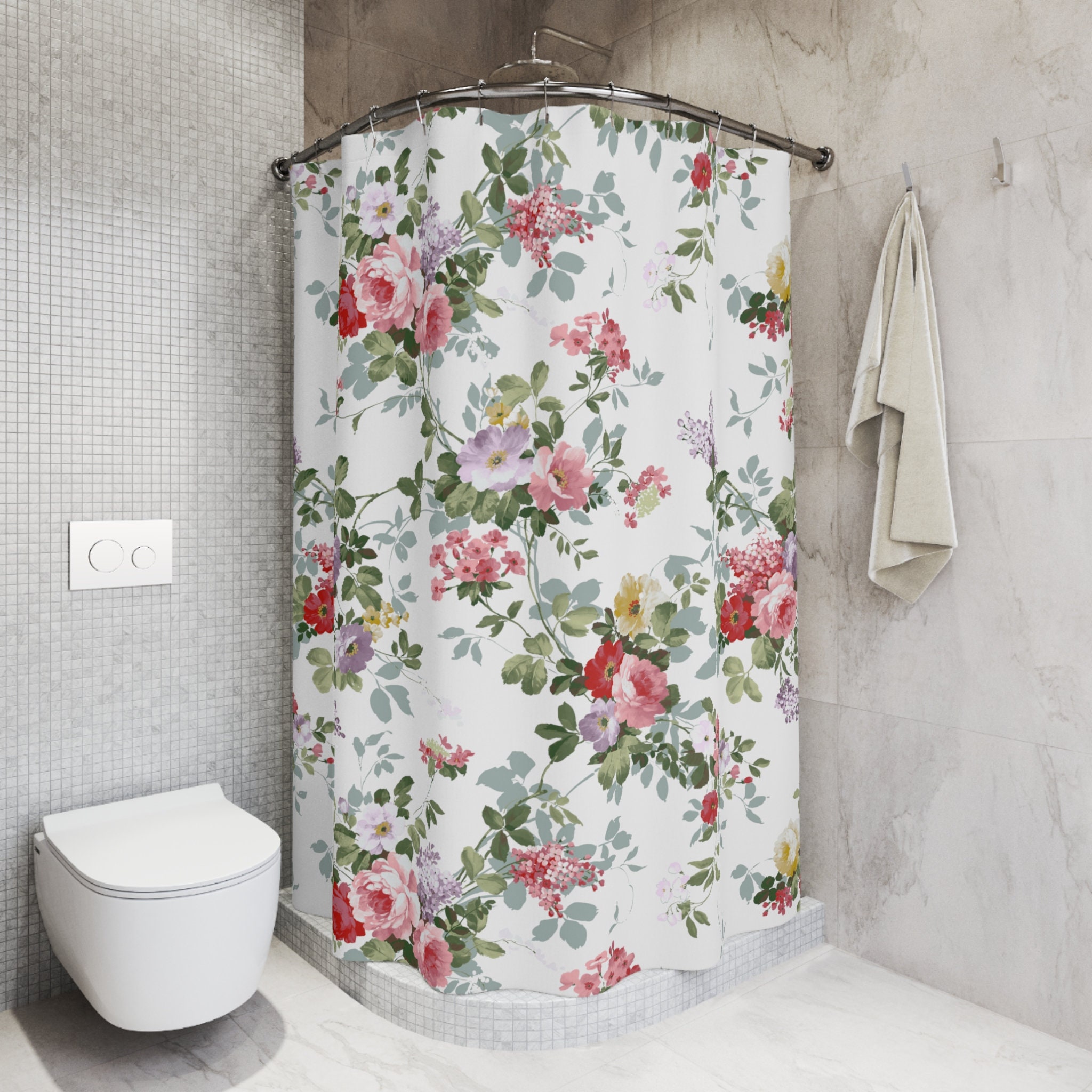French Provence Floral Shower Curtain - Elegant French Bathroom Decor