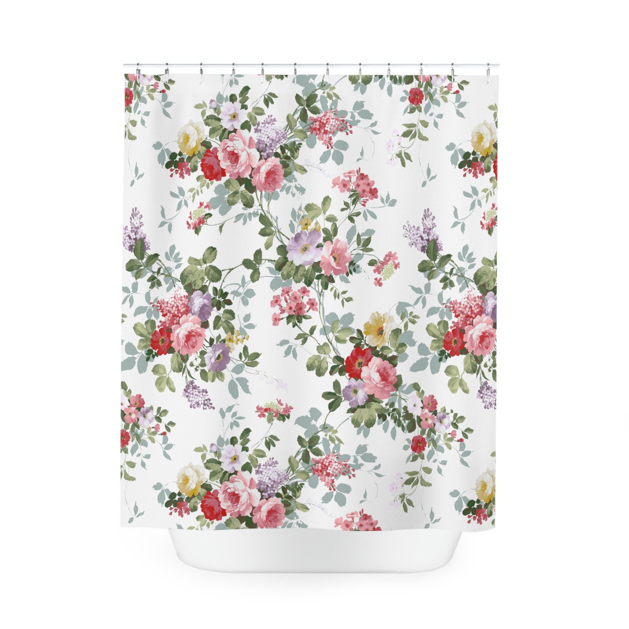 French Provence Floral Shower Curtain - Elegant French Bathroom Decor