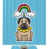 French Pug Dog Unicorn Rainbow Cloud Blue Shower Curtain With Waterproof Bathroom Decors For Unique