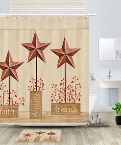 Fresh And Simple Faith, Family, Friends, And Stars Fabric Shower Curtain For Bathroom Decor