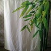 Fresh Bamboo Design Waterproof Fabric Shower Curtain for Modern Green Bathroom Decor