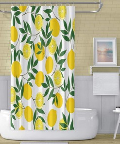 Fresh Fruit Citrus Lemon Shower Curtain Green Leaves Plant for Bathroom Decor Waterproof Fabric