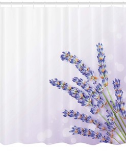 Fresh Herb Plant Posy Print Lavender Shower Curtain for a Nature-Themed Bathroom