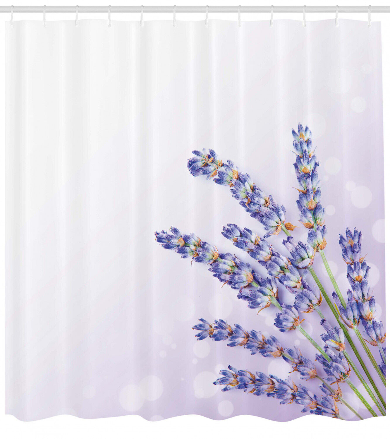 Fresh Herb Plant Posy Print Lavender Shower Curtain for a Nature-Themed Bathroom