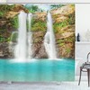 Fresh Lake Tropical Rainforest Waterfall Shower Curtain for Bathroom Decor 