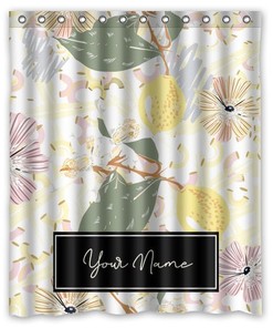 Fresh Lemon Personalized Shower Curtain, Boho Bathroom Decor with Custom Quote