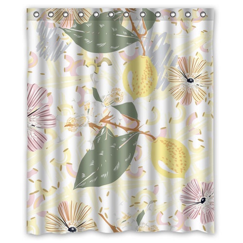 Fresh Lemon Personalized Shower Curtain, Boho Bathroom Decor with Custom Quote