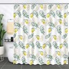 Fresh Lemon Shower Curtain, Fruit And Leaves Watercolor Summer Bath Decor