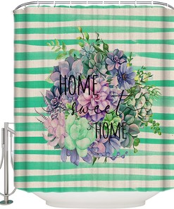 Fresh Lemons with Leaves Print Spring Shower Curtain for Bathroom