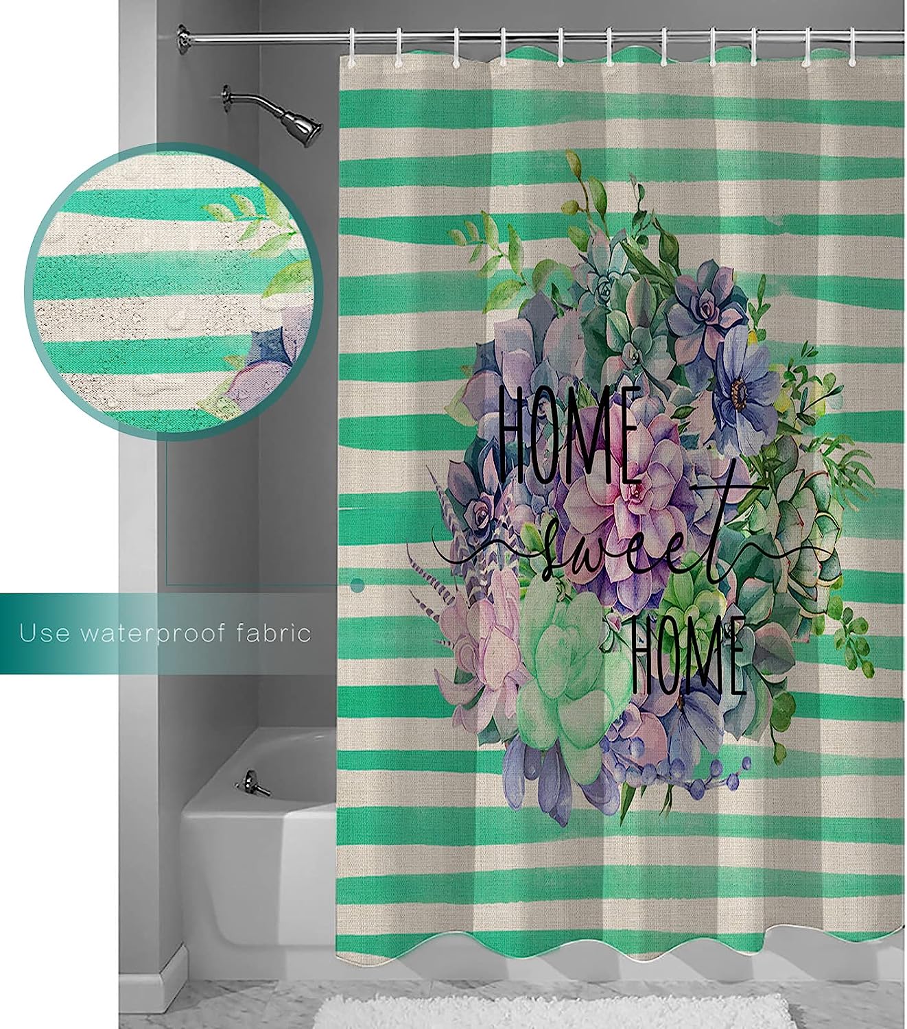 Fresh Lemons with Leaves Print Spring Shower Curtain for Bathroom