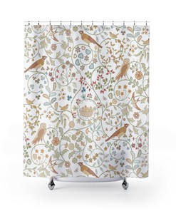 Fresh Modern Bathroom with Newill Woodland Owl Vintage Botanical Pattern Shower Curtain