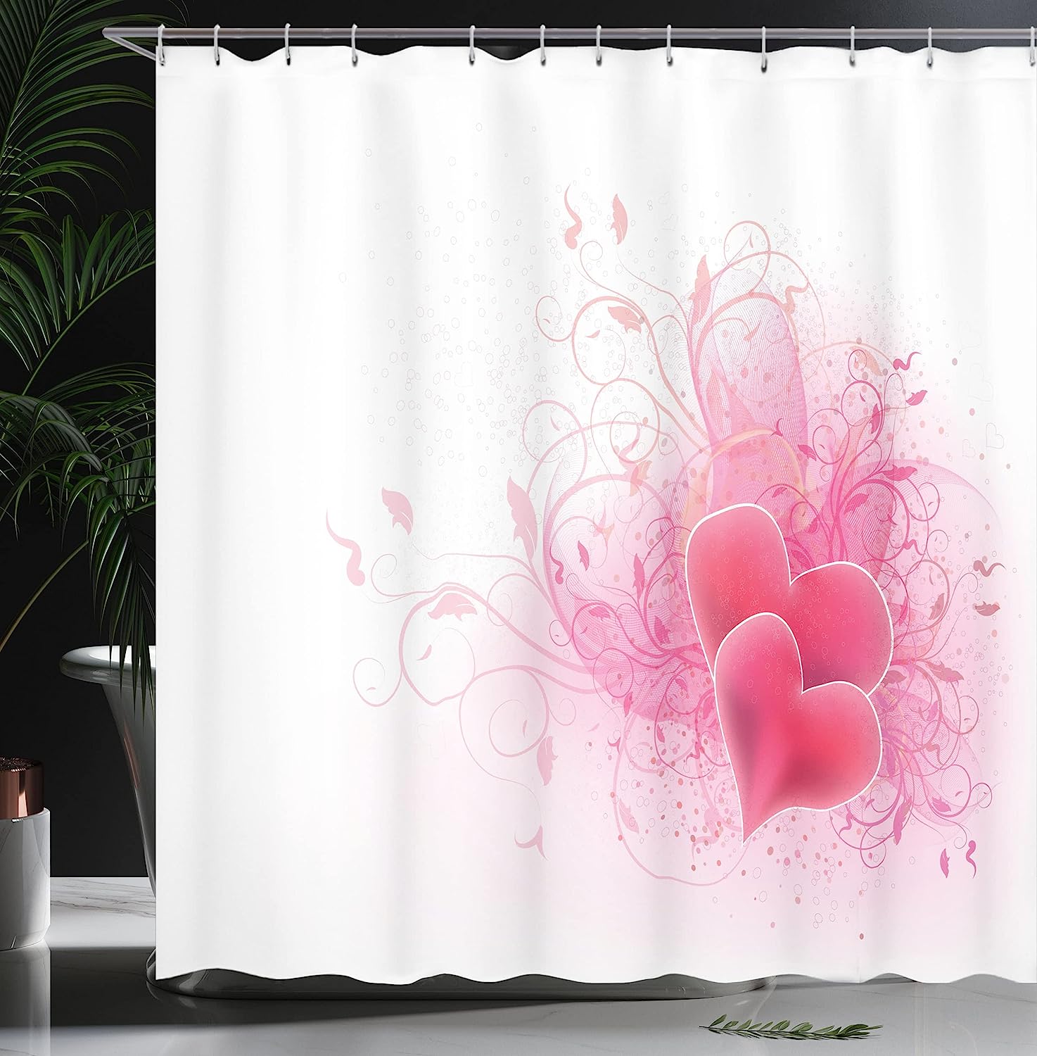 Fresh Rustic Shower Curtain, Spring Season Grass And Leaf Plant Over Old Wood Fence Garden Field Photo - Image 3