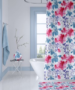 Fresh Spring Floral Shower Curtain With Peonies, Iris And Wisteria Print
