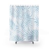 Fresh Summery Blue and White Watercolor Palm Leaves Shower Curtain