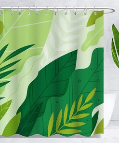 Fresh Tree Leaf Print Shower Curtain For A Serene Bathroom Experience 