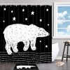 Fresh and Simple Shower Curtain with Polar Bear and Stars Print