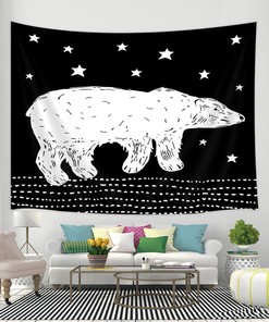 Fresh and Simple Shower Curtain with Polar Bear and Stars Print