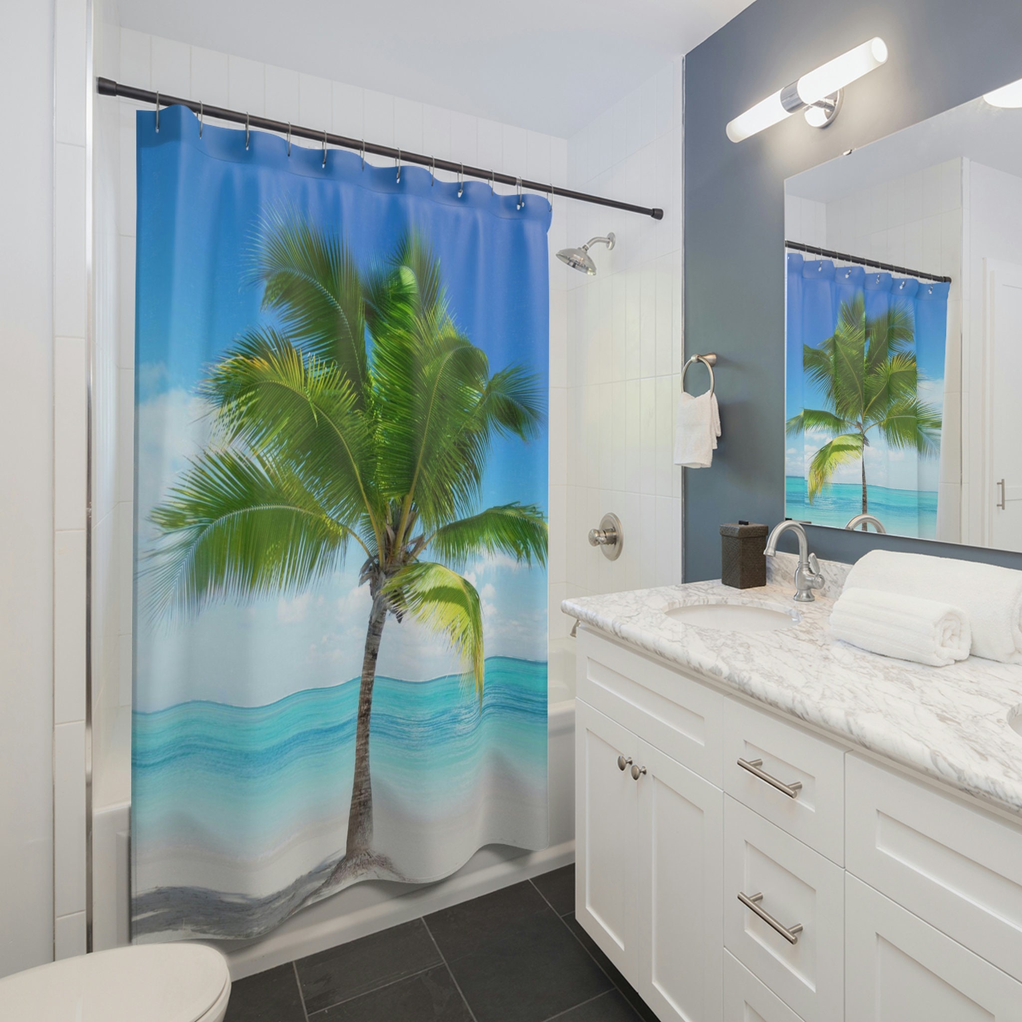 Fresh and Unique Palm Tree Shower Curtain