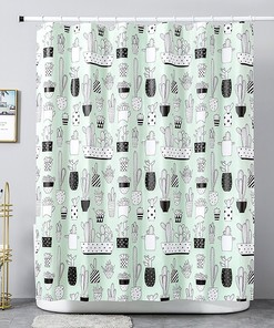 Freshen Up Your Bathroom With This Nordic Style Plant Shower Curtain Featuring A Cactus Design
