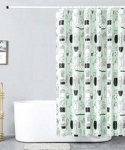 Freshen Up Your Bathroom With This Nordic Style Plant Shower Curtain Featuring A Cactus Design
