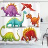 Friendly And Fun Wildlife Print Dinosaur Shower Curtain For A Playful And Adorable Bathroom Decor