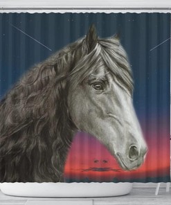 Friesian Horse Print Shower Curtain - Add Equestrian Style To Your Bathroom