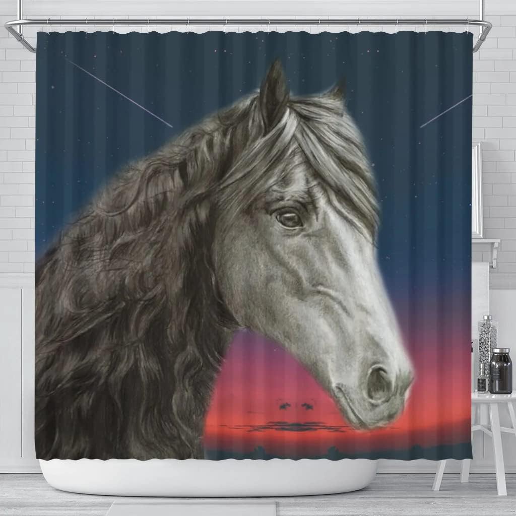 Friesian Horse Print Shower Curtain - Add Equestrian Style To Your Bathroom