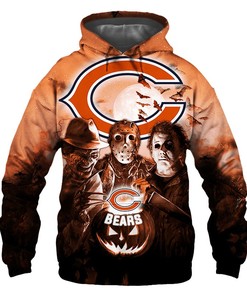 Frighten Everyone With This Chicago Bears 3D Horror Night Halloween Pullover Nfl Hoodie
