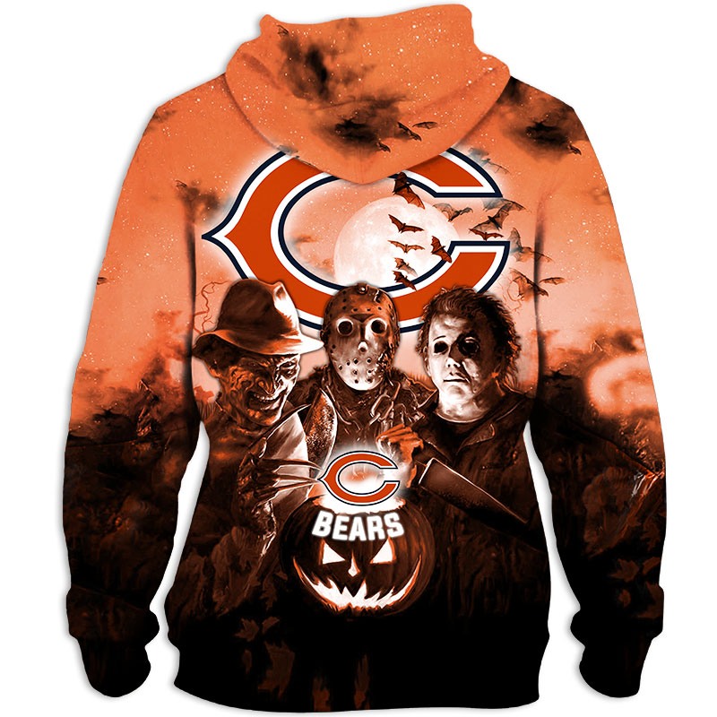 Frighten Everyone With This Chicago Bears 3D Horror Night Halloween Pullover Nfl Hoodie