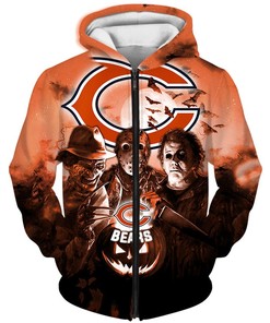 Frighten Everyone With This Chicago Bears 3D Horror Night Halloween Pullover Nfl Hoodie