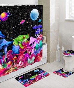 Frog Mushroom Starry Sky Shower Curtain - A Charming Addition To Your Bathroom