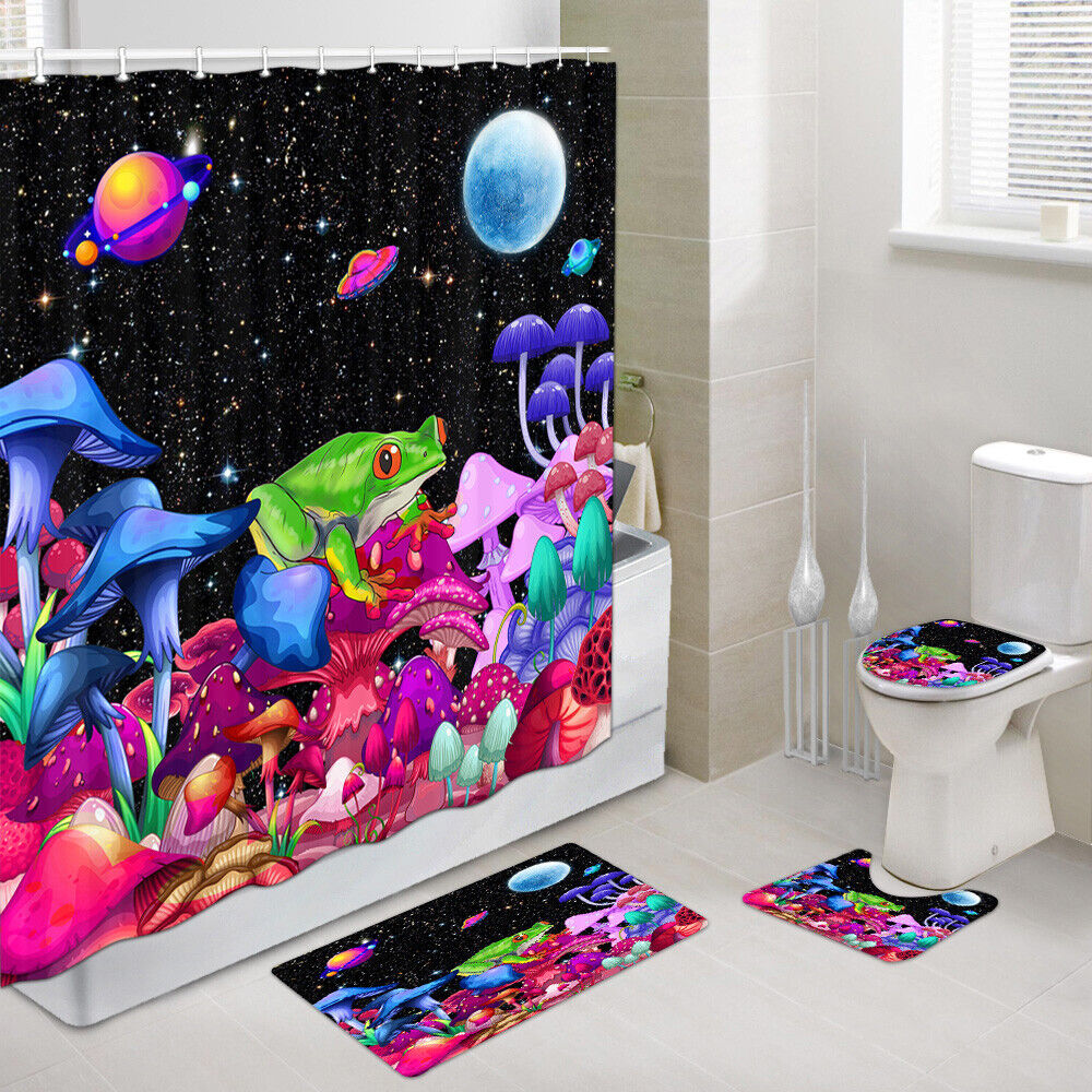 Frog Mushroom Starry Sky Shower Curtain - A Charming Addition To Your Bathroom
