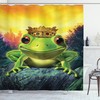 Frog Prince With Crown Print Animal Shower Curtain For Kids Bathroom
