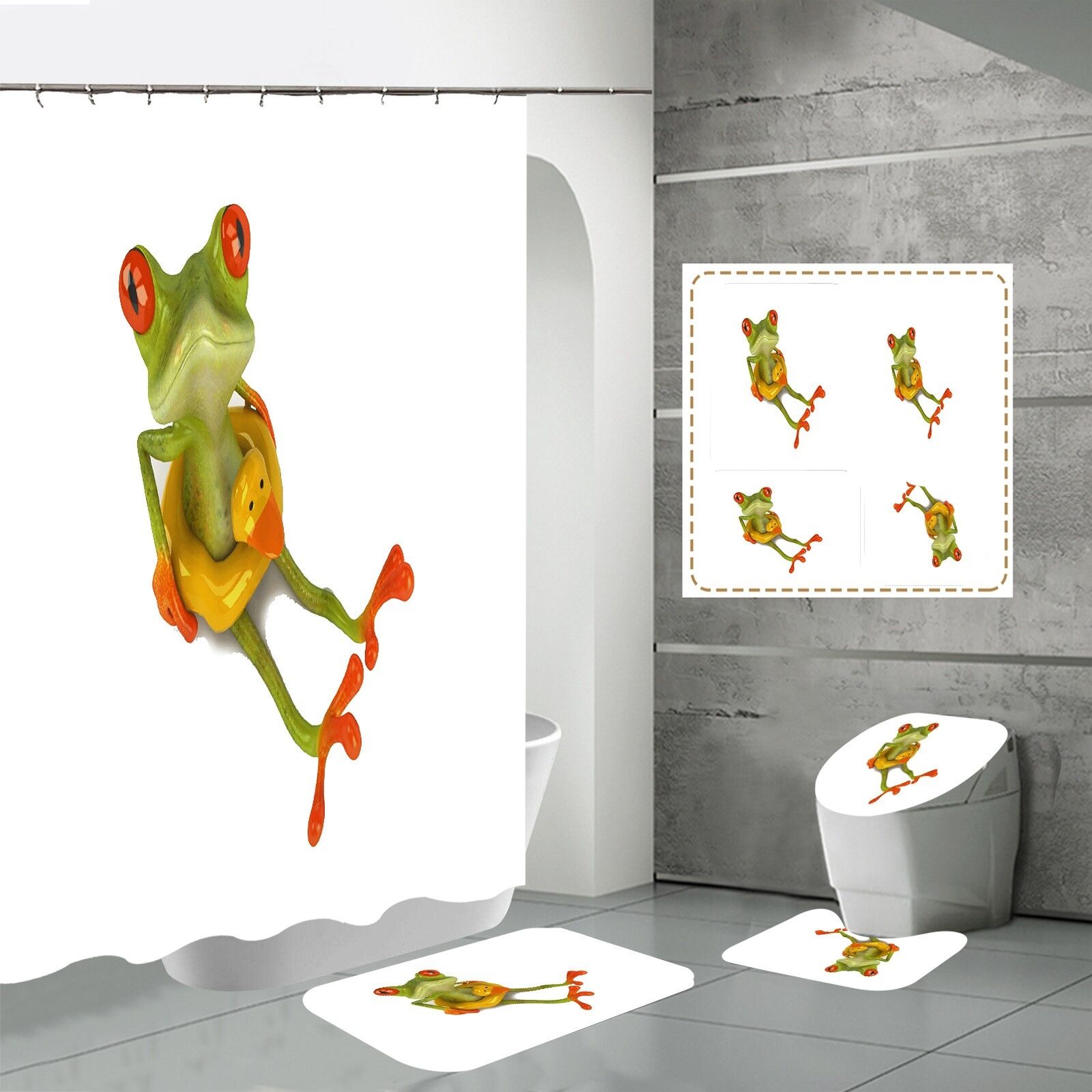 Frog Prints Waterproof Shower Curtain - Perfect For Learning To Swim