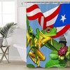 Frog Puerto Rico Flag Coconut Tree Shower Curtain, Island Bathroom Decor