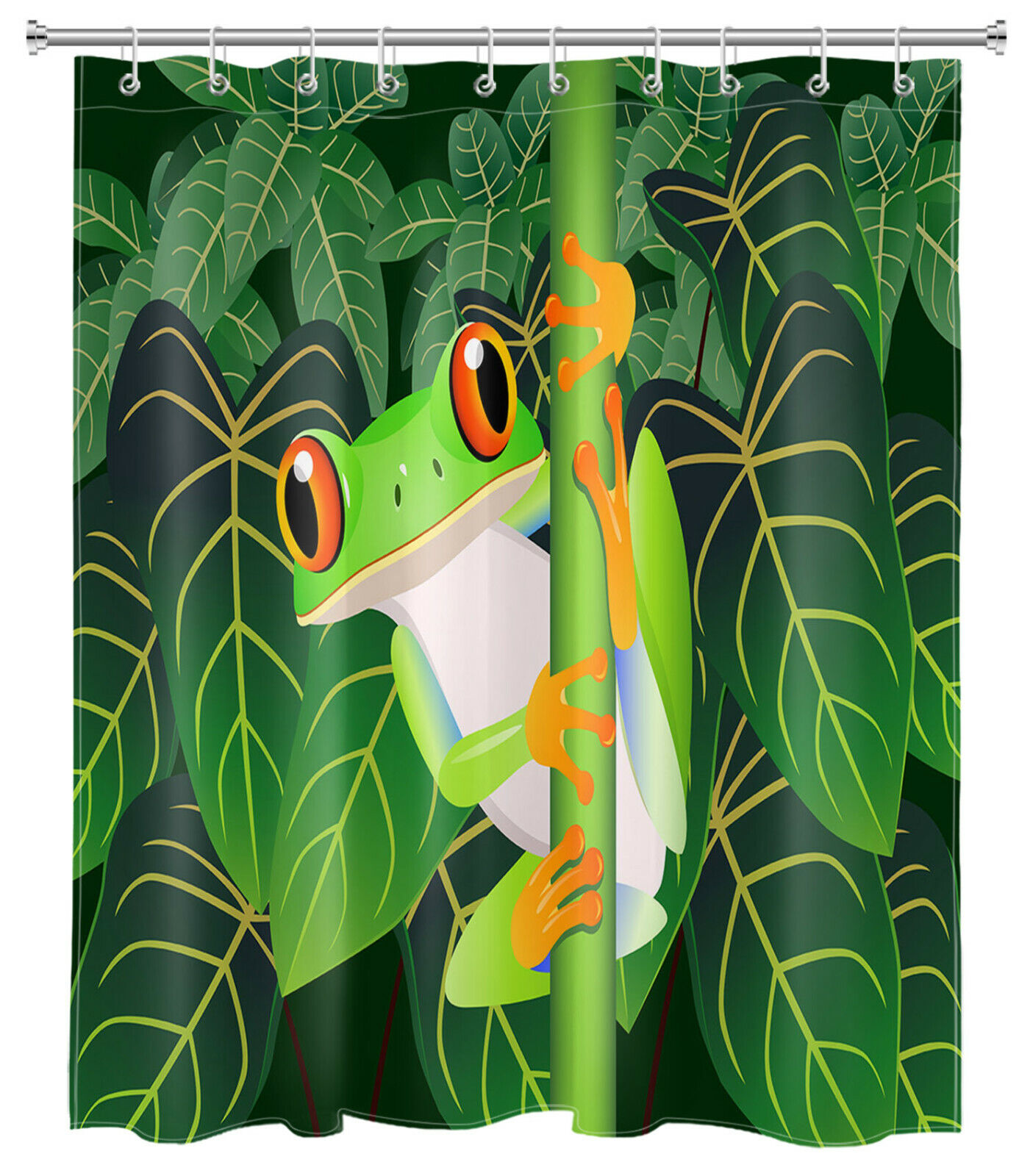 Frog Shower Curtain With Rustproof Hooks For Funny Bathroom Decor - Image 2