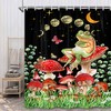Frog Sitting On Mushroom Funny Shower Curtain - Cute Bathroom Decor