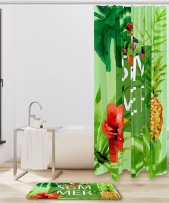 Frog Tropical Green Shower Curtain for Summer Beach Bathroom