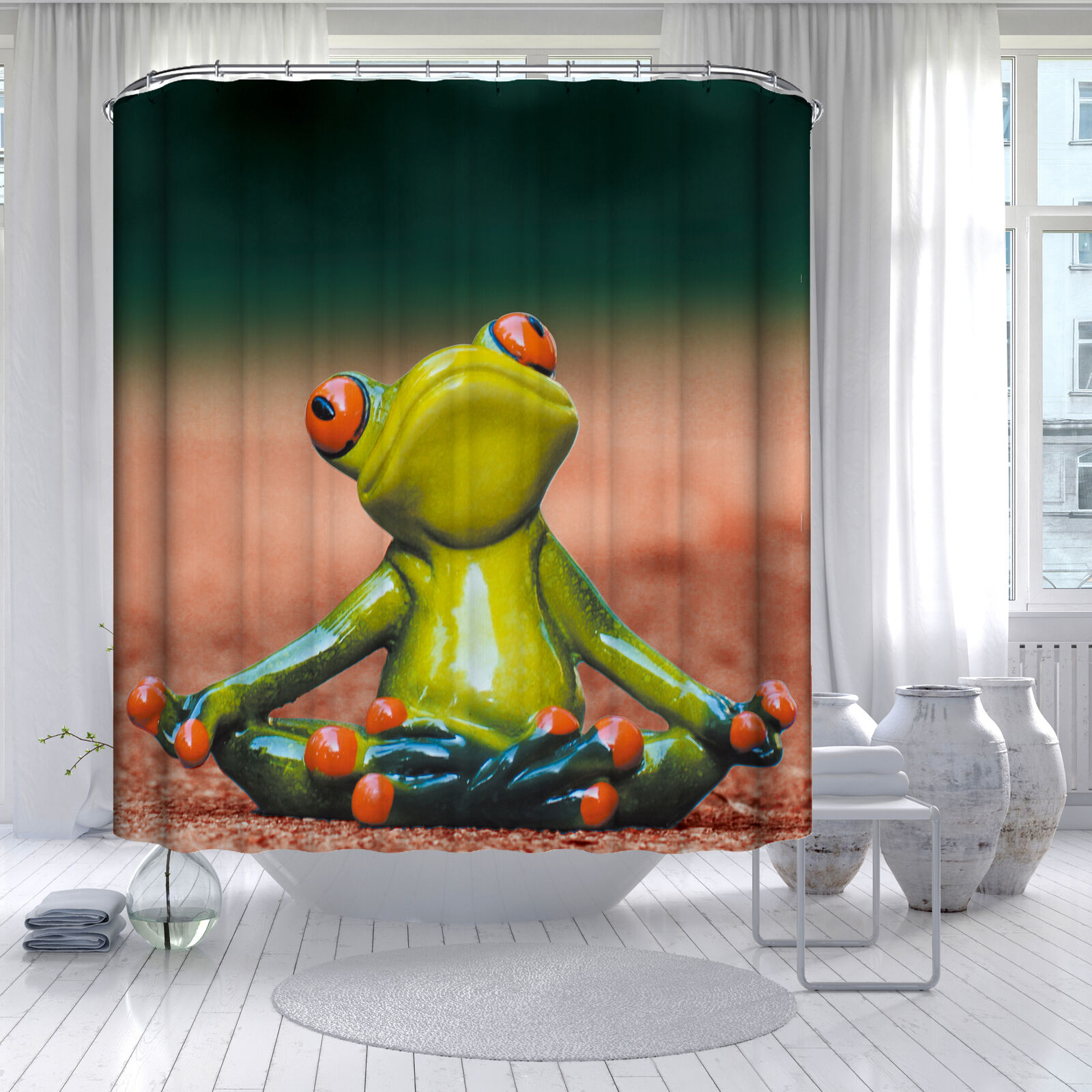 Frog Waterproof Shower Curtain - Lovely Bathroom Decoration With Hook