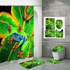 Frog and Plantain Leaf Print Waterproof Shower Curtain Set for a Whimsical Bathroom