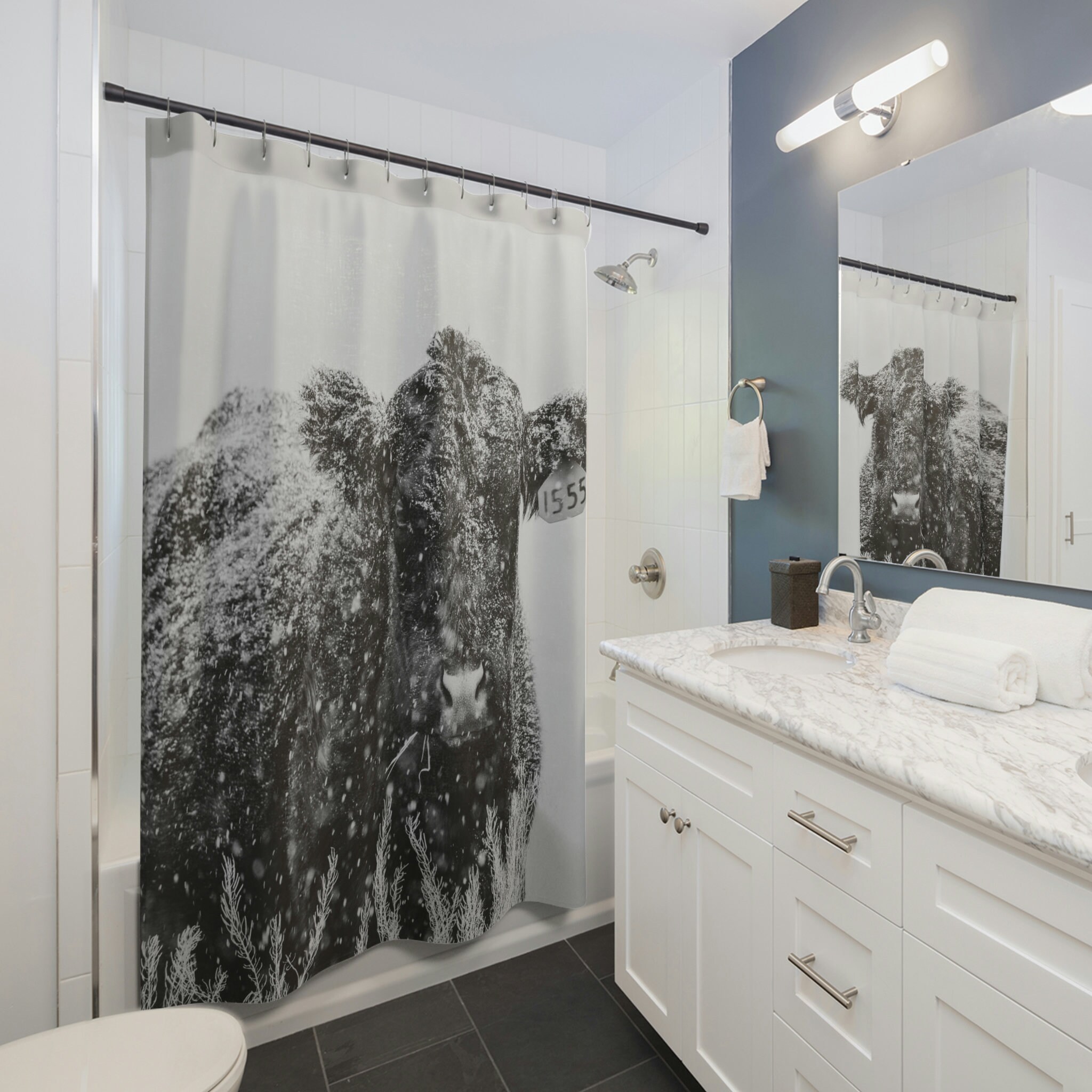 Frosty Lady Winter Blue Shower Curtain