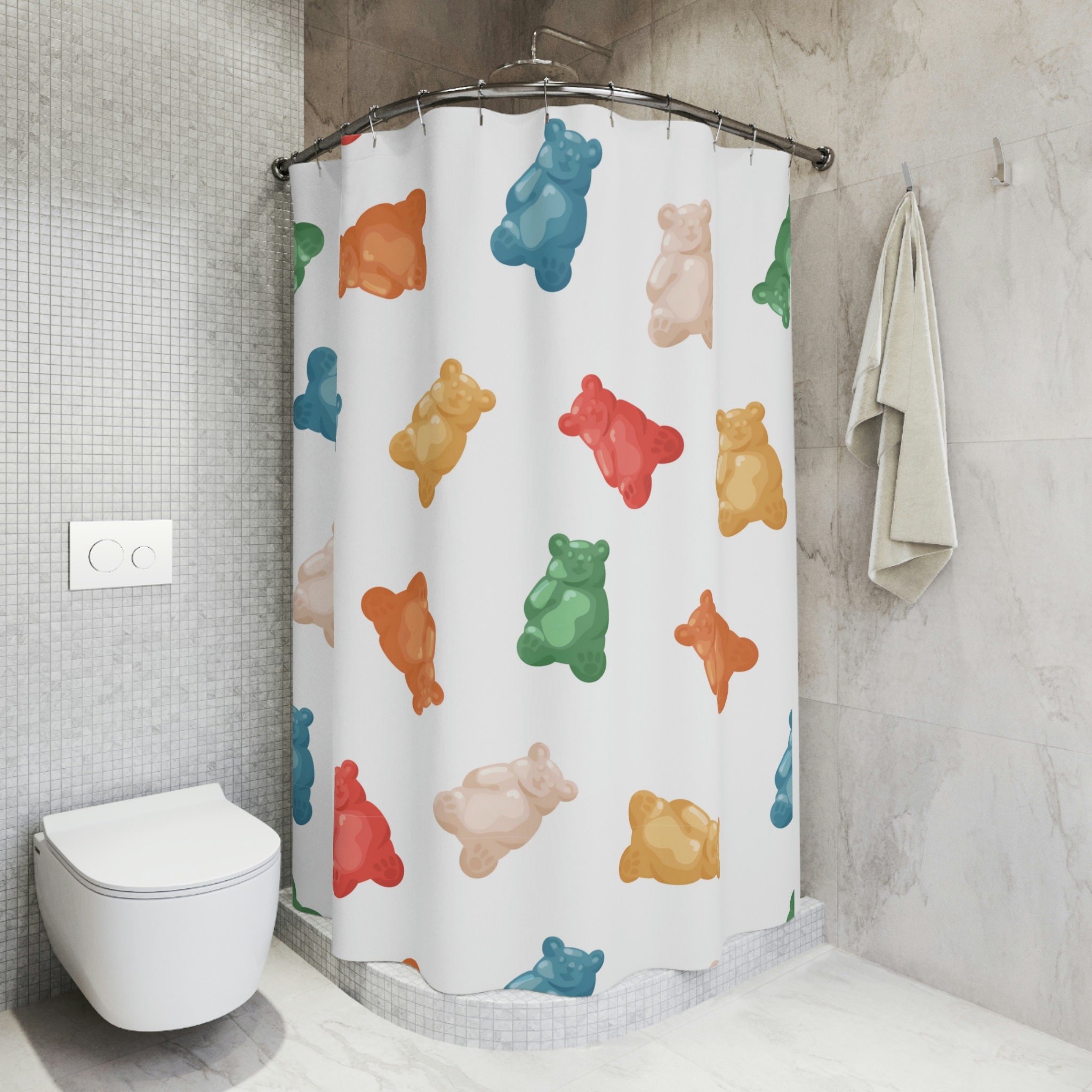 Fruit Gum Bear Shower Curtain with Fun and Playful Design