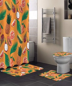 Fruit Shower Curtain Set for Summer Bathroom Decor 