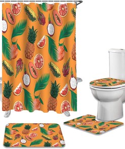 Fruit Shower Curtain Set for Summer Bathroom Decor
