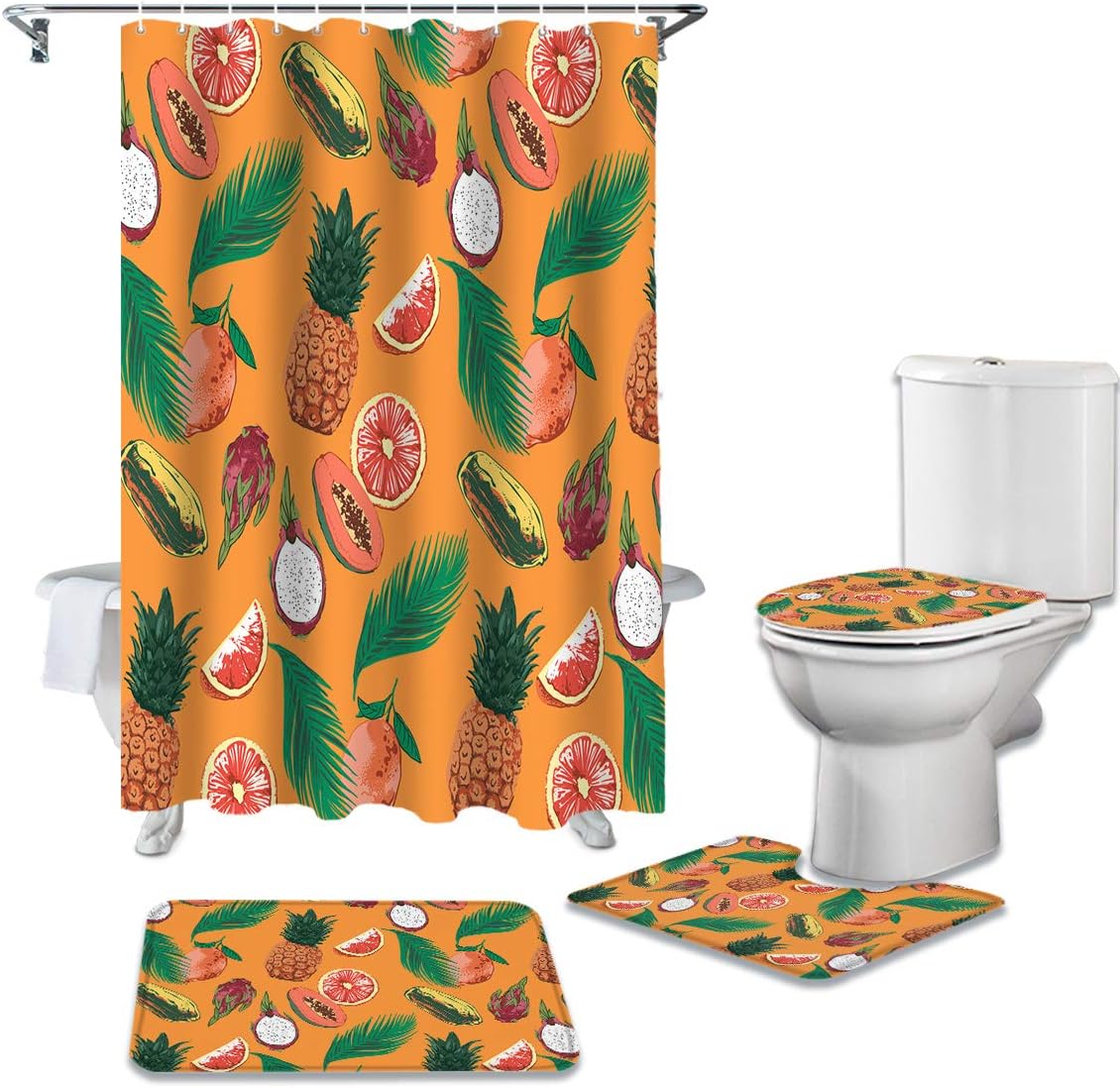 Fruit Shower Curtain Set for Summer Bathroom Decor
